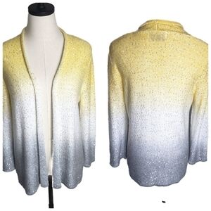 Alfred Dunner Ombre Open Front Sequins Cardigan Sweater Sz PL